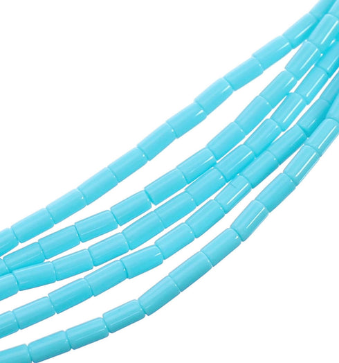 5-Strand Genuine Sterling Silver Man Made Turquoise Bead Necklace JX126753